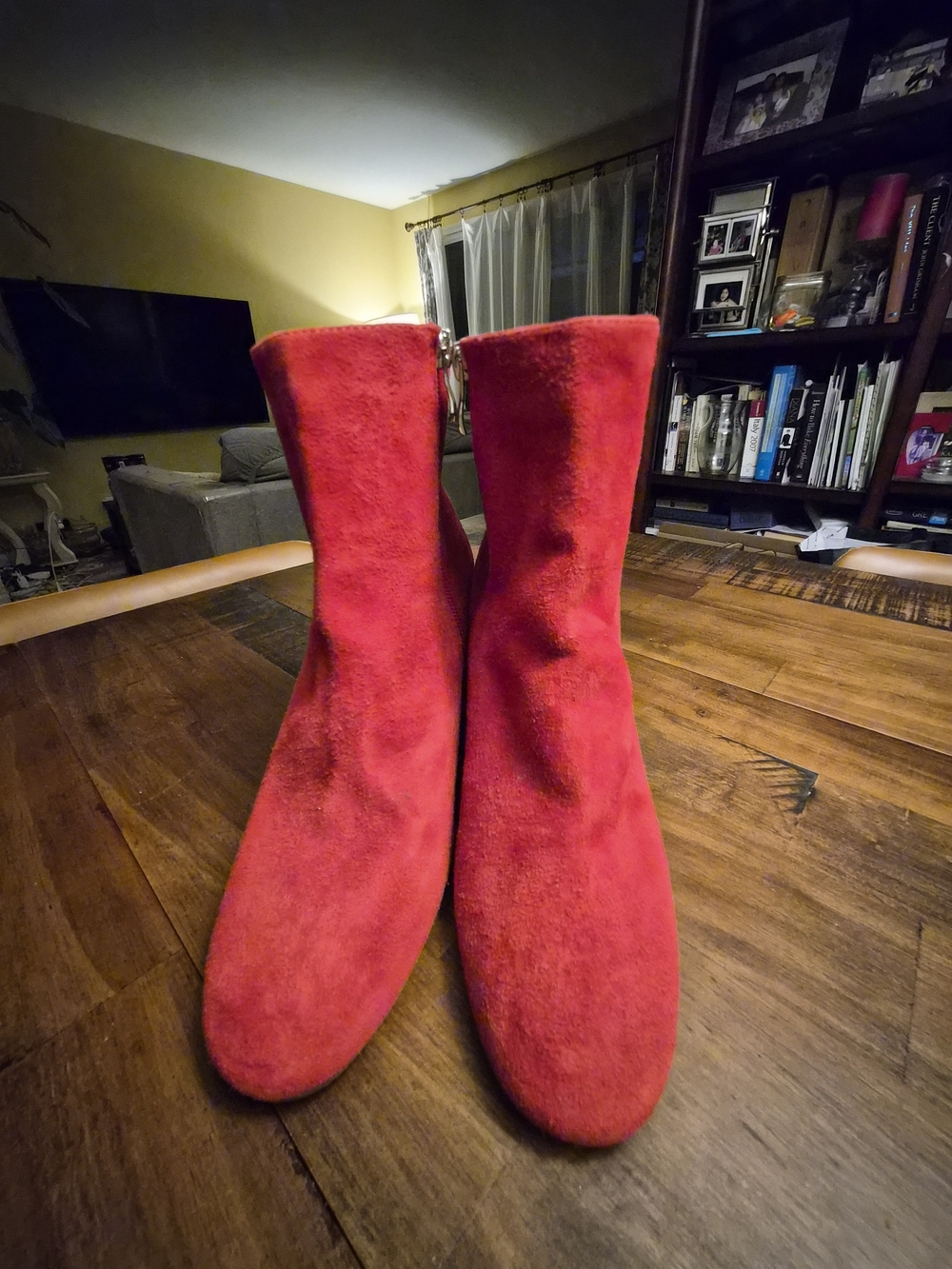Halogen Red Suede Mid-Calf Ankle Boots